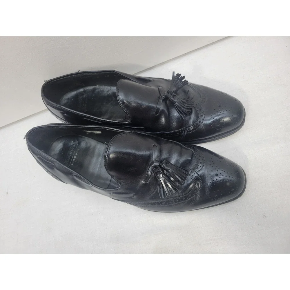 Bostonian Mens Black Leather Tassel Loafers Wingtip Dress Shoes 9 D 26911